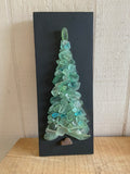 Teal Beach Glass Tree on Salvaged Wood