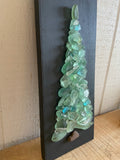 Teal Beach Glass Tree on Salvaged Wood