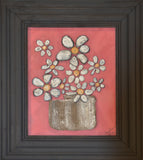 DAISIES ~ Original Art in Painted Vintage Wood Frame