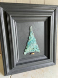 Teal Beach Glass Tree in Vintage Frame