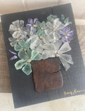 Beach Glass Flowers on Salvage Wood