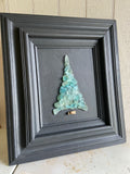 Teal Beach Glass Tree in Vintage Frame