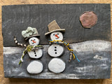 Mr & Mrs Snowman on 8 x  11 Salvage Wood