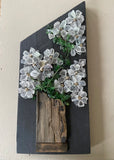 Beach Glass Flowers on Salvage Wood