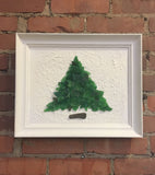 "Short Fat Tree" ~ ORIGINAL Green Beach Sea Glass Tree Framed