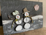 Mr & Mrs Snowman on 8 x  11 Salvage Wood