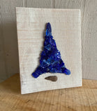 Cobalt Blue Beach Glass Tree on Salvaged Wood