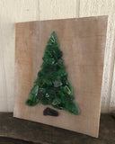 Green Beach Glass Tree on Salvage Wood