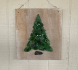 Green Beach Glass Tree on Salvage Wood