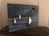 Sailboat Landscape on Salvaged Wood