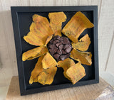 Metal Sunflower in Black Wood Box Frame