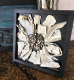 Metal Daisy in Black Wood Box Frame