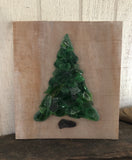 Green Beach Glass Tree on Salvage Wood