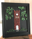 Red Brick "Clock Tower" in Vintage Frame