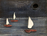Sailboat Landscape on Salvaged Wood