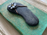 Stone Flip Flop on Salvage Wood