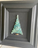 Teal Beach Glass Tree in Vintage Frame