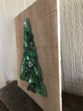 Green Beach Glass Tree on Salvage Wood