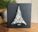 White Beach Glass Tree on Salvaged Barn Wood