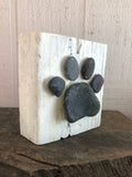 Stone Paw Print on Salvage Wood