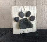 Stone Paw Print on Salvage Wood