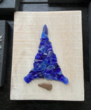 Cobalt Blue Beach Glass Tree on Salvaged Wood