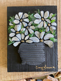 Beach Stone and Glass Flowers on Salvage Wood
