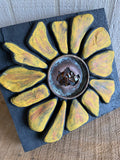 Beach Stone Sunflower on Salvaged Wood