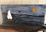 Sailboat Landscape on Salvaged Wood