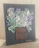 Beach Glass Flowers on Salvage Wood