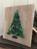 Green Beach Glass Tree on Salvage Wood