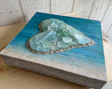 Pale Teal Blue Heart on Salvage Wood