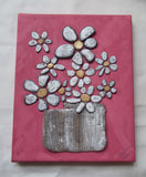 DAISIES ~ Original Art in Painted Vintage Wood Frame