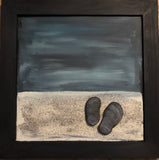“Footprints” in Black Wood Box Frame