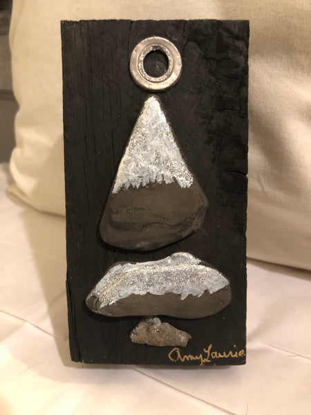 Petite Stone Tree on Salvage Wood