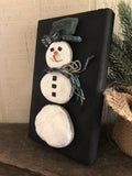 Stone Snowman on 5 1/2 x 8 1/2 Salvage Wood
