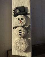 Stone Snowman on 3 1/2” x 10” Salvage Wood