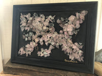 Beach Glass Cherry Blossoms  in 13 x 11 Vintage Wood Frame