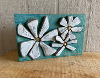 Stone Daisies on Pale Green Salvage Wood