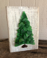 Green Beach Glass Tree on Driftwood