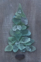 Original 5x7 Teal Beach Glass Tree on Salvage Wood