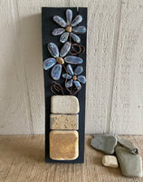 Lavender Blue Flowers on Salvage Wood