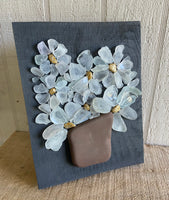 Beach Glass Flowers on Salvage Wood
