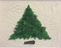 "Short Fat Tree" ~ ORIGINAL Green Beach Sea Glass Tree Framed