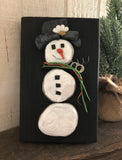 Stone Snowman on 5 1/2 x 8 1/2 Salvage Wood