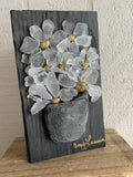 Beach Glass Daisies on Salvage Wood
