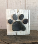 Stone Paw Print on Salvage Wood