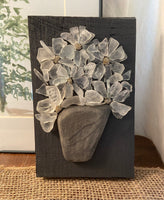 Beach Glass Daisies on Salvage Wood