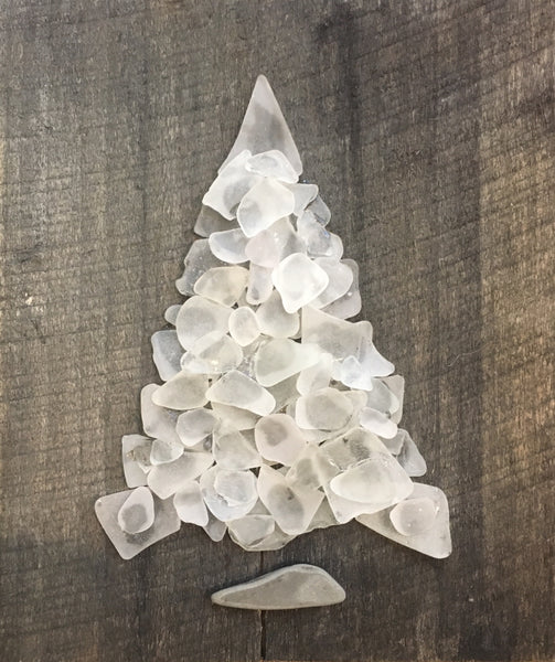 White Glass Tree on Charcoal Gray Washed Salvage Wood