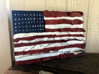 American Flag on Driftwood